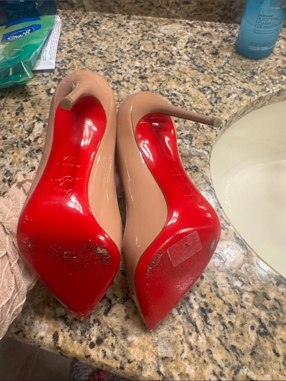 Christian Louboutin Nude Patent Pointed-Toe Stiletto Pumps - Blush